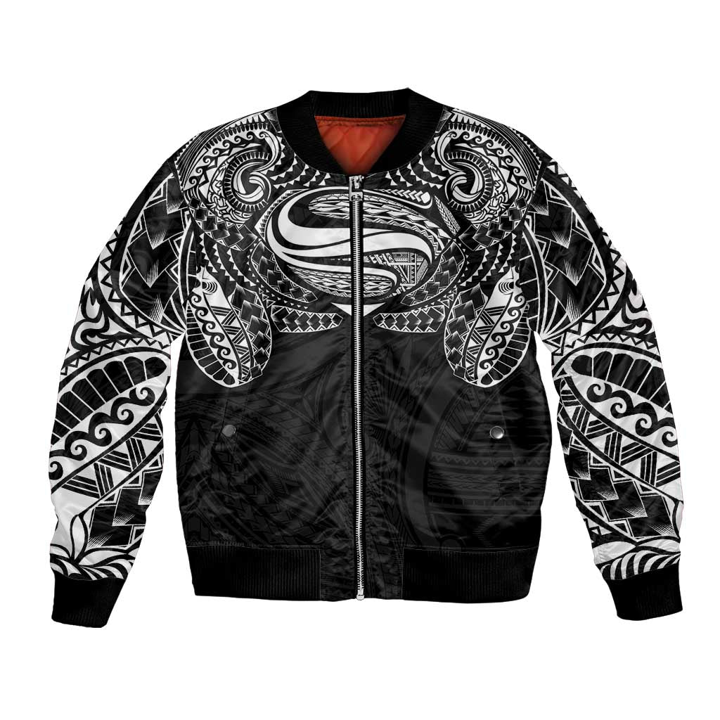 Super Samoan Traditional Tribal Art Tattoos Bomber Jacket Black Color LT03 Unisex Black - Polynesian Pride
