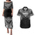 Super Samoan Traditional Tribal Art Tattoos Couples Matching Puletasi and Hawaiian Shirt Black Color - Polynesian Pride