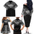Super Samoan Traditional Tribal Art Tattoos Family Matching Off The Shoulder Long Sleeve Dress and Hawaiian Shirt Black Color - Polynesian Pride