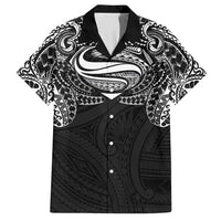 Super Samoan Traditional Tribal Art Tattoos Family Matching Off Shoulder Short Dress and Hawaiian Shirt Black Color LT03 Dad's Shirt - Short Sleeve Black - Polynesian Pride