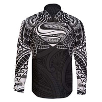 Super Samoan Traditional Tribal Art Tattoos Family Matching Off Shoulder Short Dress and Hawaiian Shirt Black Color LT03 - Polynesian Pride