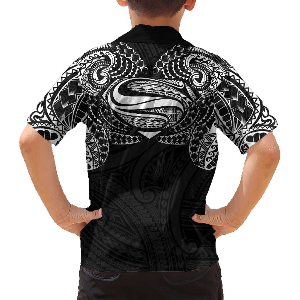 Super Samoan Traditional Tribal Art Tattoos Family Matching Summer Maxi Dress and Hawaiian Shirt Black Color LT03 - Polynesian Pride
