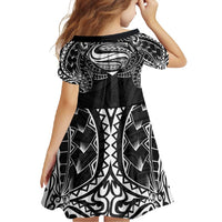 Super Samoan Traditional Tribal Art Tattoos Family Matching Summer Maxi Dress and Hawaiian Shirt Black Color LT03 - Polynesian Pride