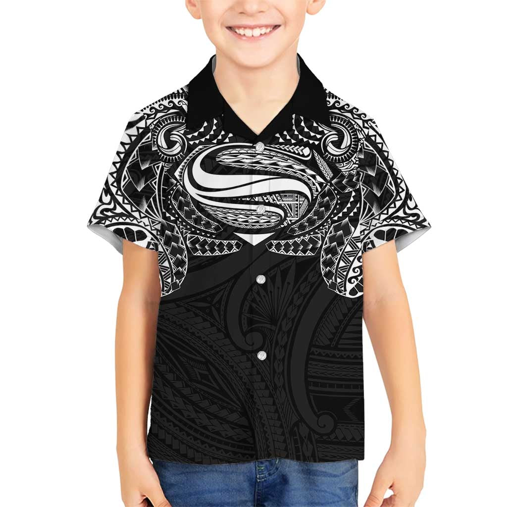 Super Samoan Traditional Tribal Art Tattoos Family Matching Summer Maxi Dress and Hawaiian Shirt Black Color LT03 Son's Shirt Black - Polynesian Pride