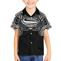 Super Samoan Traditional Tribal Art Tattoos Family Matching Summer Maxi Dress and Hawaiian Shirt Black Color LT03 Son's Shirt Black - Polynesian Pride