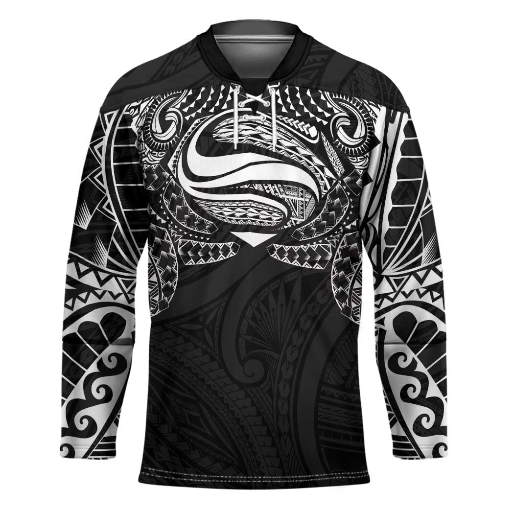 Super Samoan Traditional Tribal Art Tattoos Hockey Jersey Black Color - Polynesian Pride