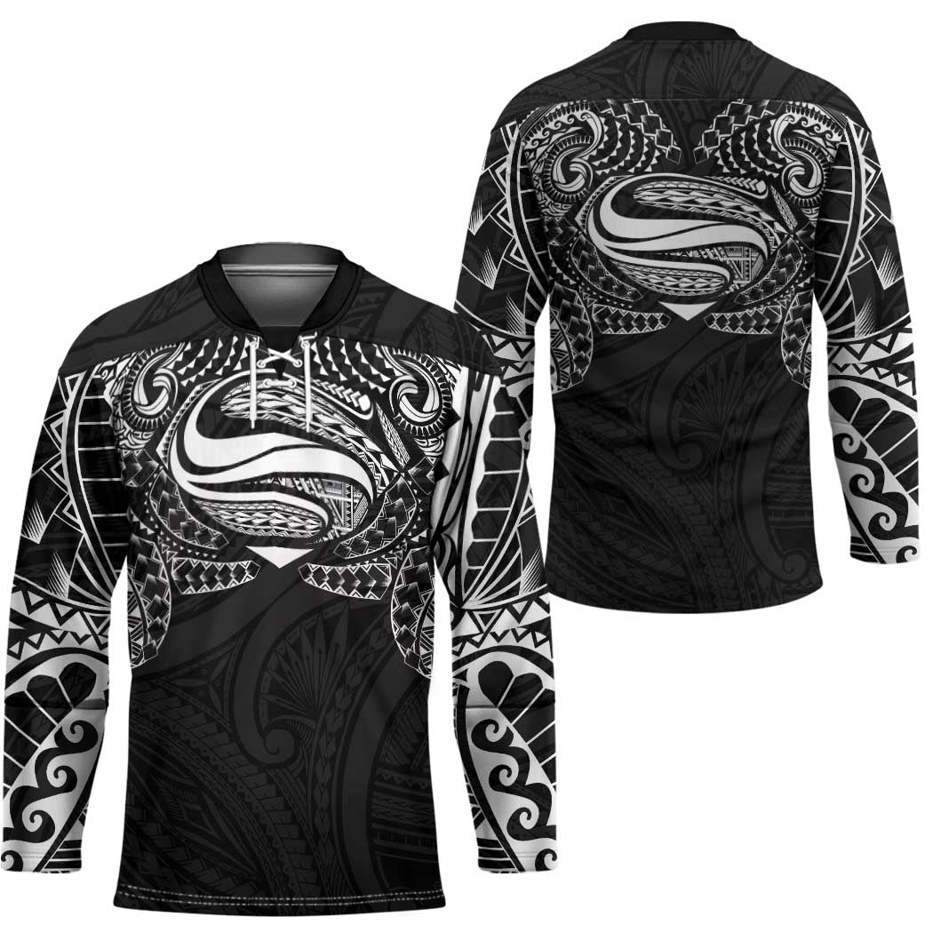 Super Samoan Traditional Tribal Art Tattoos Hockey Jersey Black Color - Polynesian Pride