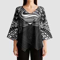 Super Samoan Traditional Tribal Art Tattoos Kimono Sleeve Blouse Black Color - Polynesian Pride