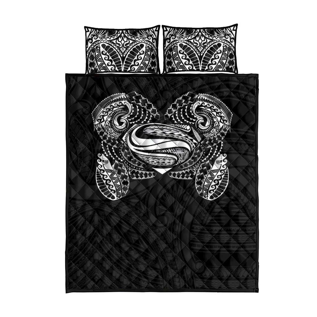 Super Samoan Traditional Tribal Art Tattoos Quilt Bed Set Black Color - Polynesian Pride