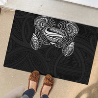 Super Samoan Traditional Tribal Art Tattoos Rubber Doormat Black Color - Polynesian Pride