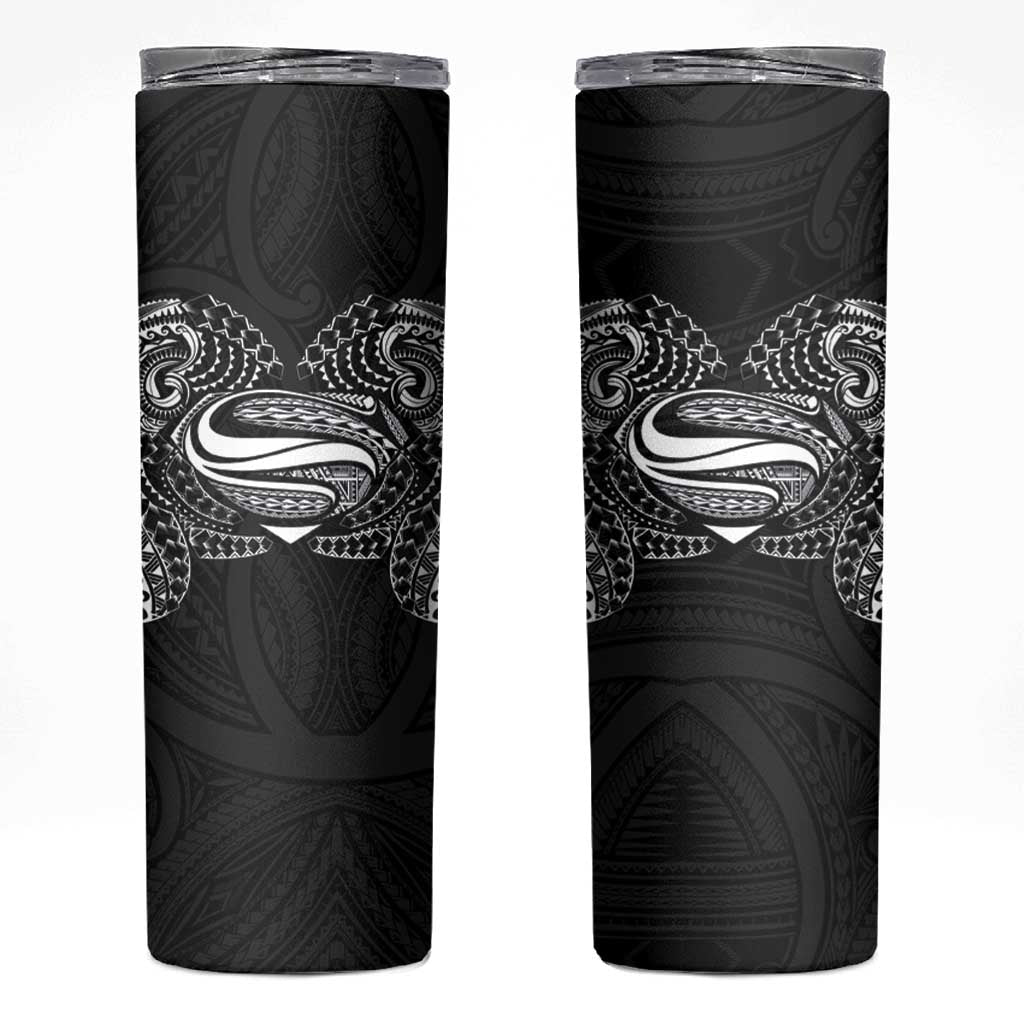 Super Samoan Traditional Tribal Art Tattoos Skinny Tumbler Black Color - Polynesian Pride