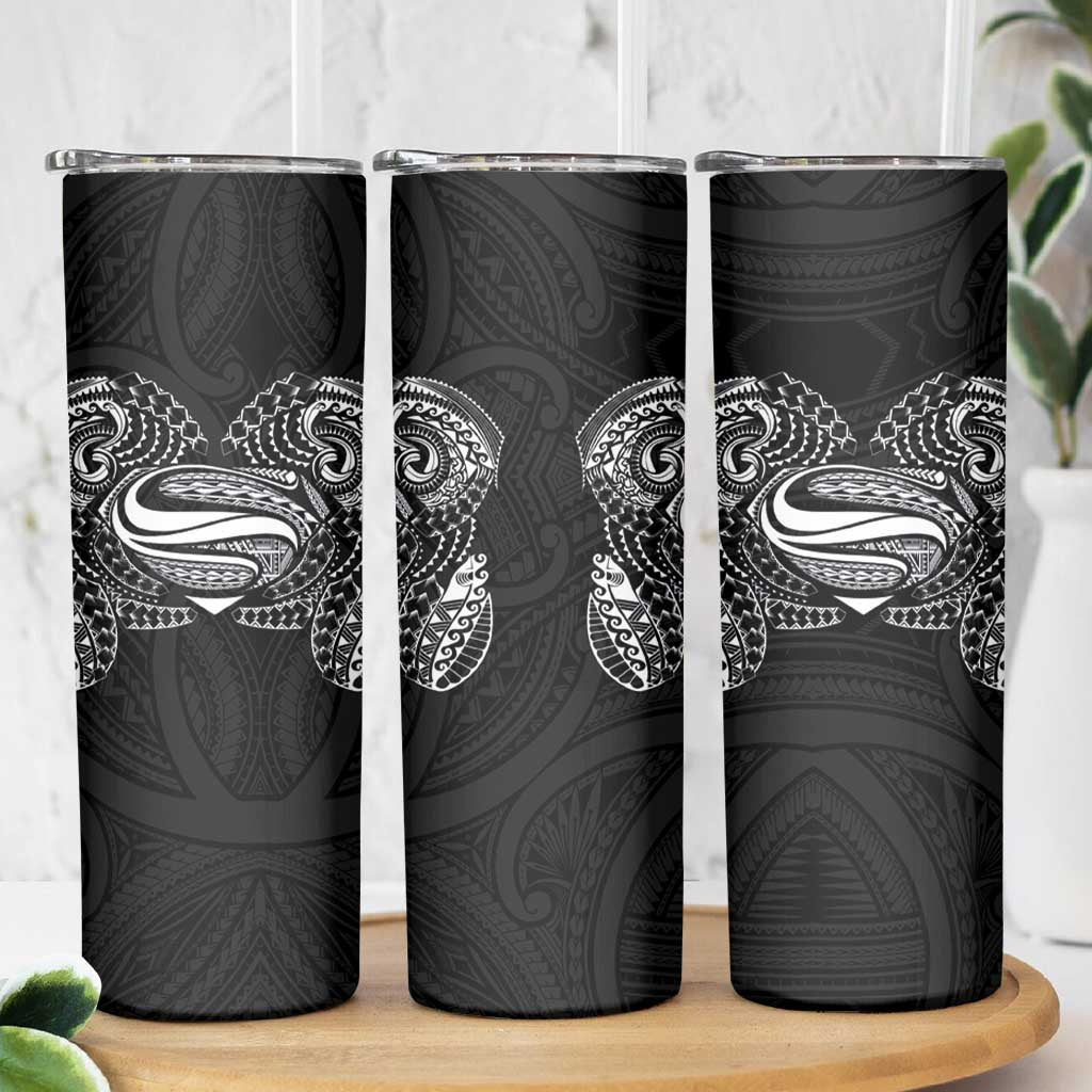 Super Samoan Traditional Tribal Art Tattoos Skinny Tumbler Black Color - Polynesian Pride
