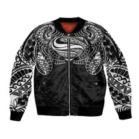 Super Samoan Traditional Tribal Art Tattoos Sleeve Zip Bomber Jacket Black Color - Polynesian Pride