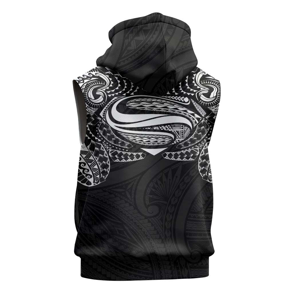 Super Samoan Traditional Tribal Art Tattoos Sleeveless Zip Hoodie Black Color - Polynesian Pride