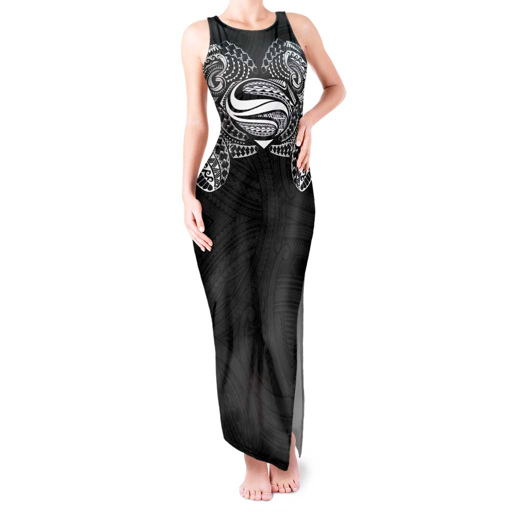 Super Samoan Traditional Tribal Art Tattoos Tank Maxi Dress Black Color - Polynesian Pride