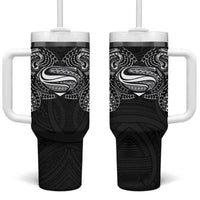 Super Samoan Traditional Tribal Art Tattoos Tumbler With Handle Black Color - Polynesian Pride