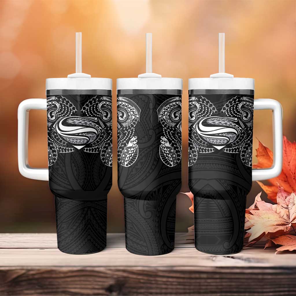 Super Samoan Traditional Tribal Art Tattoos Tumbler With Handle Black Color - Polynesian Pride