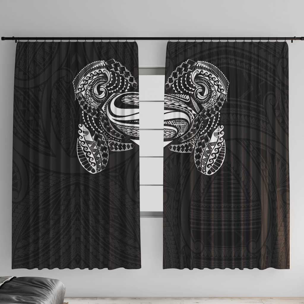 Super Samoan Traditional Tribal Art Tattoos Window Curtain Black Color - Polynesian Pride
