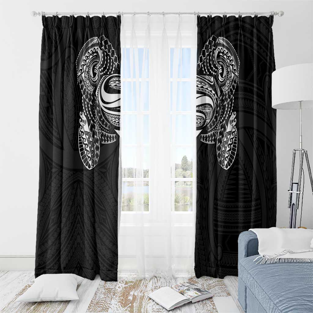 Super Samoan Traditional Tribal Art Tattoos Window Curtain Black Color - Polynesian Pride