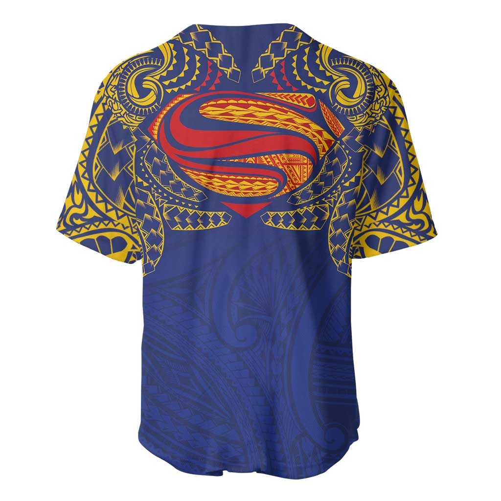 Super Samoan Traditional Tribal Art Tattoos Baseball Jersey Blue Color - Polynesian Pride