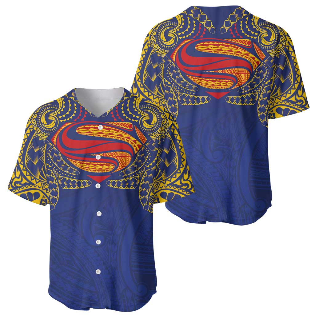 Super Samoan Traditional Tribal Art Tattoos Baseball Jersey Blue Color - Polynesian Pride
