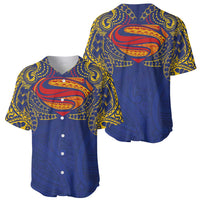 Super Samoan Traditional Tribal Art Tattoos Baseball Jersey Blue Color - Polynesian Pride