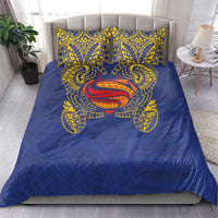 Super Samoan Traditional Tribal Art Tattoos Bedding Set Blue Color - Polynesian Pride