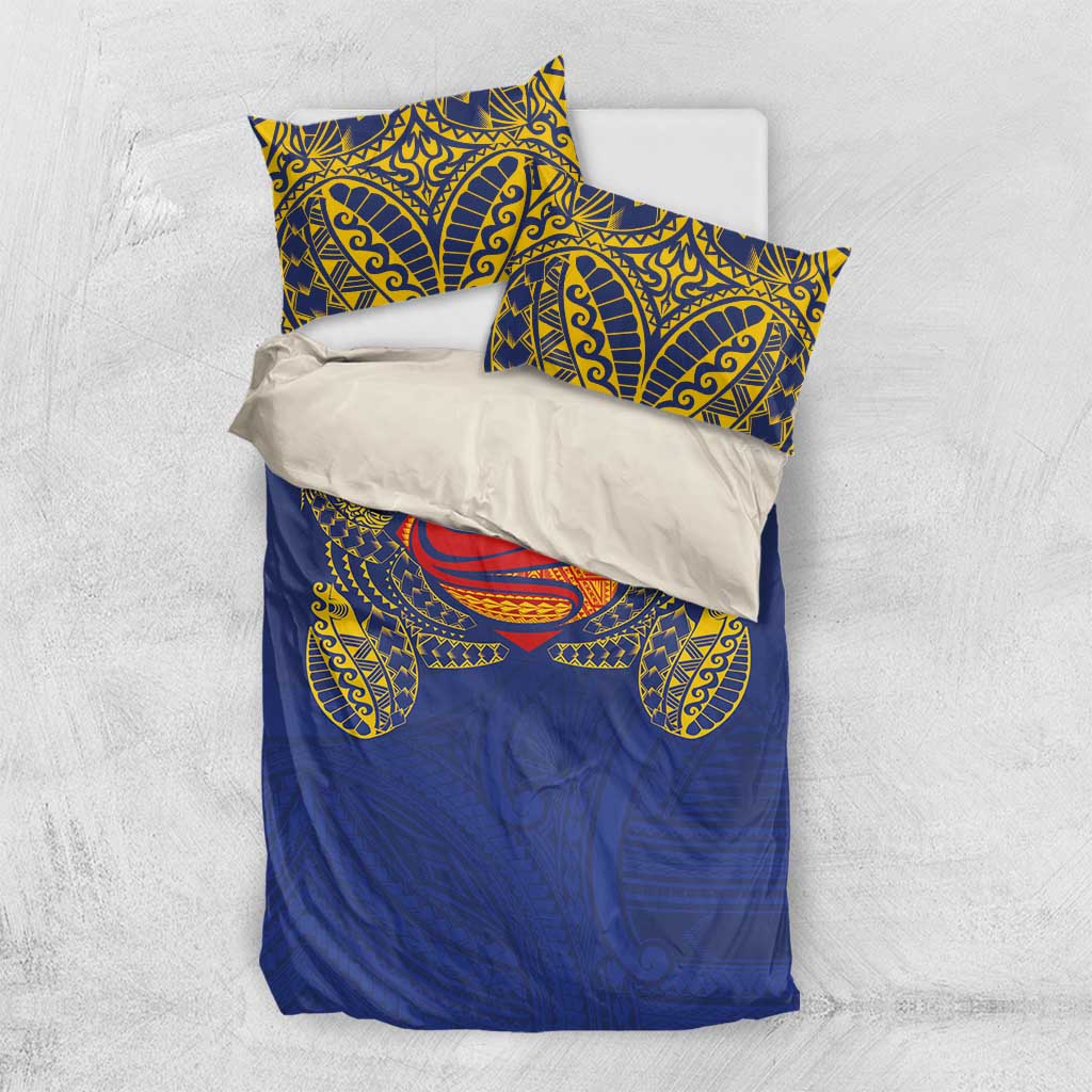 Super Samoan Traditional Tribal Art Tattoos Bedding Set Blue Color - Polynesian Pride