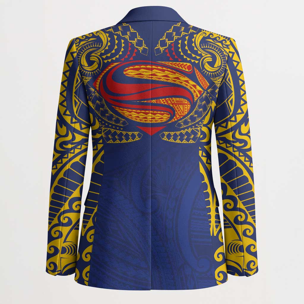 Super Samoan Traditional Tribal Art Tattoos Blazer Blue Color - Polynesian Pride