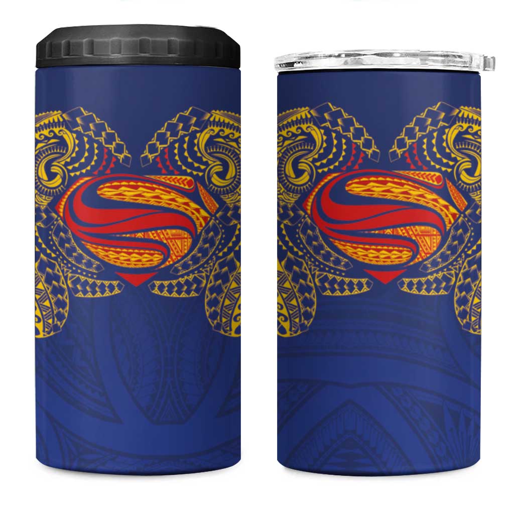 Super Samoan Traditional Tribal Art Tattoos 4 in 1 Can Cooler Tumbler Blue Color LT03 One Size: 16 oz Blue - Polynesian Pride