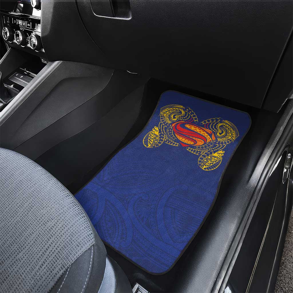 Super Samoan Traditional Tribal Art Tattoos Car Mats Blue Color - Polynesian Pride