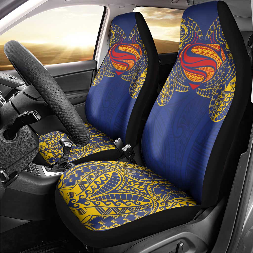 Super Samoan Traditional Tribal Art Tattoos Car Seat Cover Blue Color - Polynesian Pride