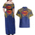 Super Samoan Traditional Tribal Art Tattoos Couples Matching Off Shoulder Maxi Dress and Hawaiian Shirt Blue Color - Polynesian Pride