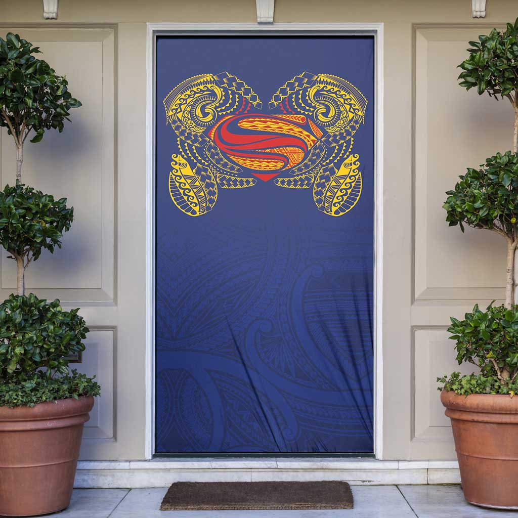 Super Samoan Traditional Tribal Art Tattoos Door Cover Blue Color - Polynesian Pride