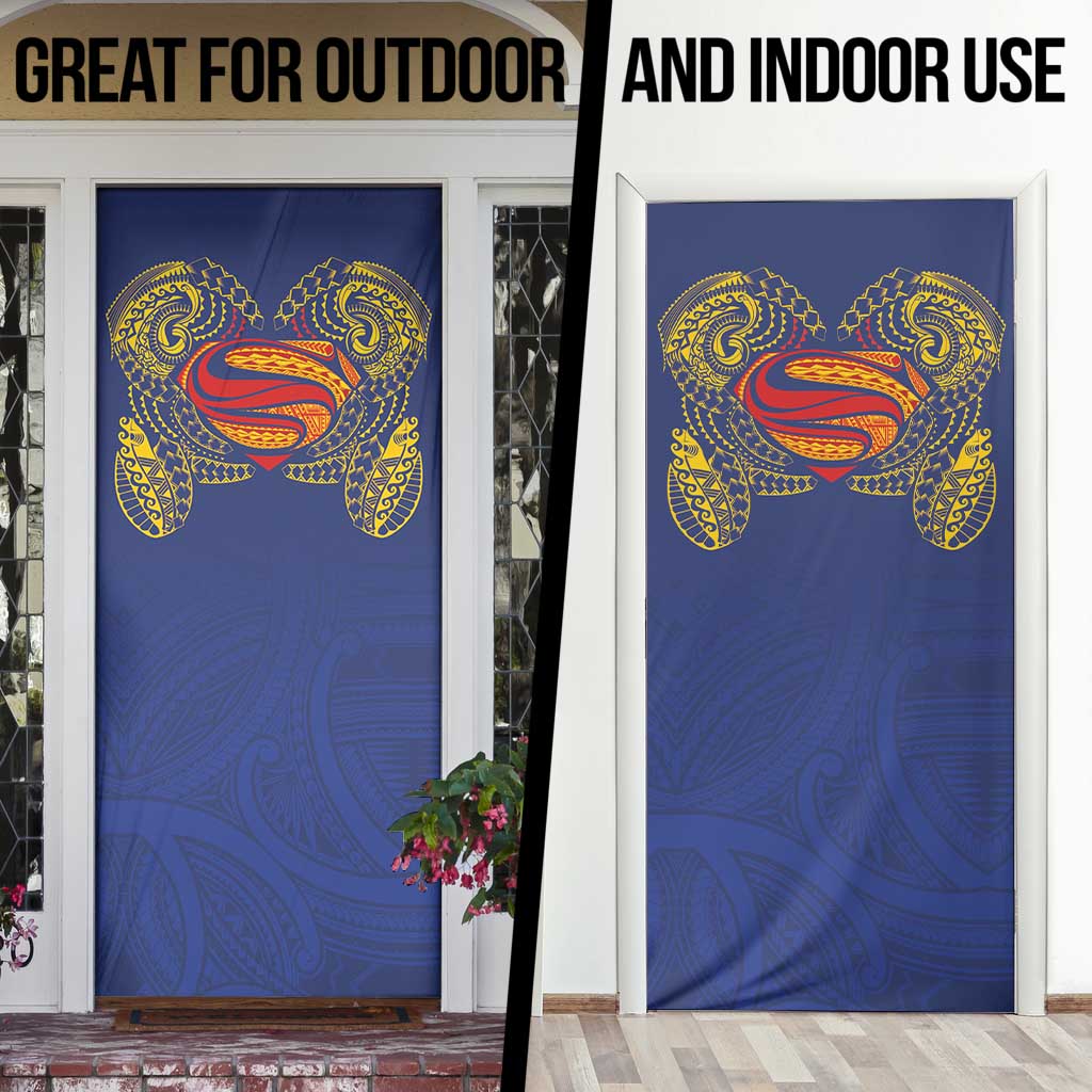 Super Samoan Traditional Tribal Art Tattoos Door Cover Blue Color - Polynesian Pride