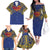Super Samoan Traditional Tribal Art Tattoos Family Matching Off The Shoulder Long Sleeve Dress and Hawaiian Shirt Blue Color - Polynesian Pride