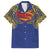 Super Samoan Traditional Tribal Art Tattoos Family Matching Off The Shoulder Long Sleeve Dress and Hawaiian Shirt Blue Color - Polynesian Pride