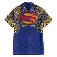 Super Samoan Traditional Tribal Art Tattoos Hawaiian Shirt Blue Color - Polynesian Pride