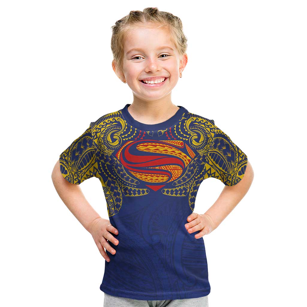 Super Samoan Traditional Tribal Art Tattoos Kid T Shirt Blue Color - Polynesian Pride