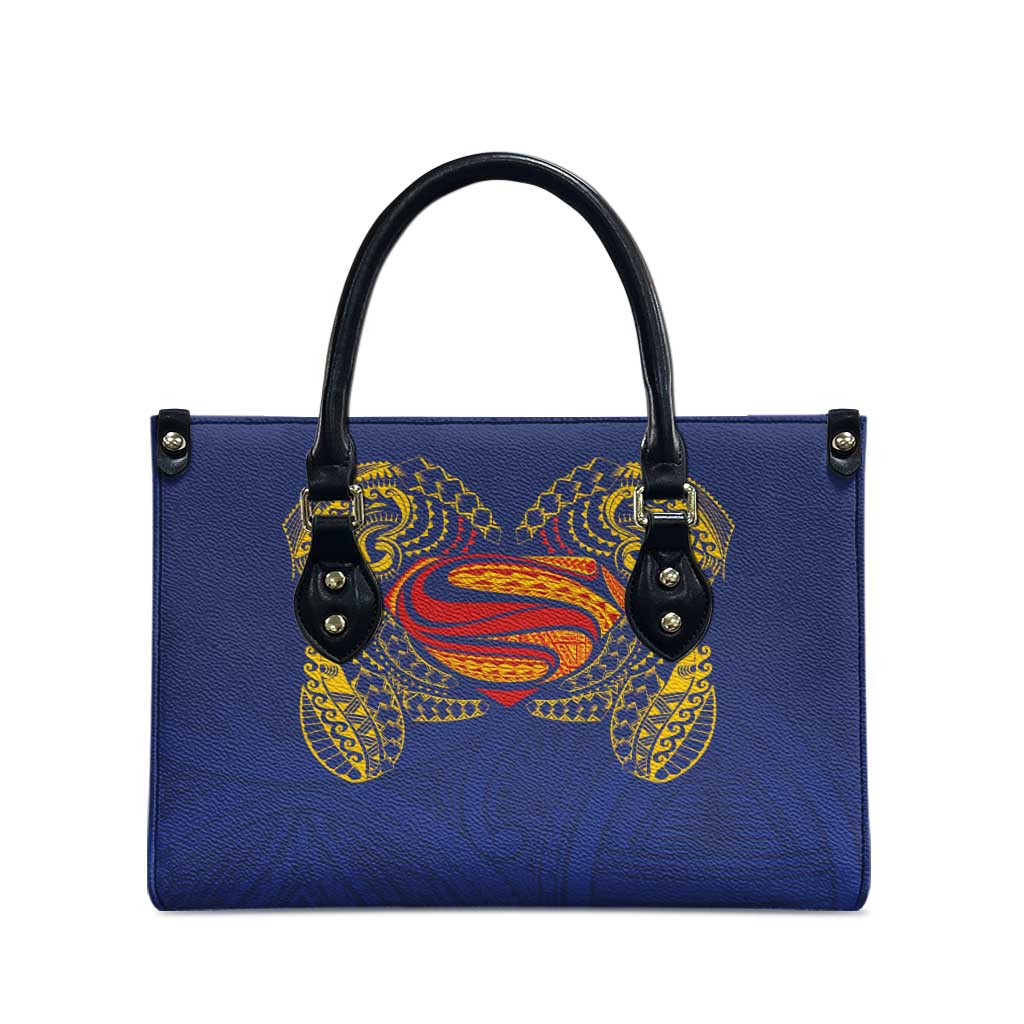 Super Samoan Traditional Tribal Art Tattoos Leather Bag Blue Color - Polynesian Pride