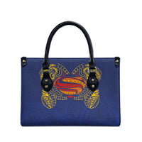Super Samoan Traditional Tribal Art Tattoos Leather Bag Blue Color - Polynesian Pride