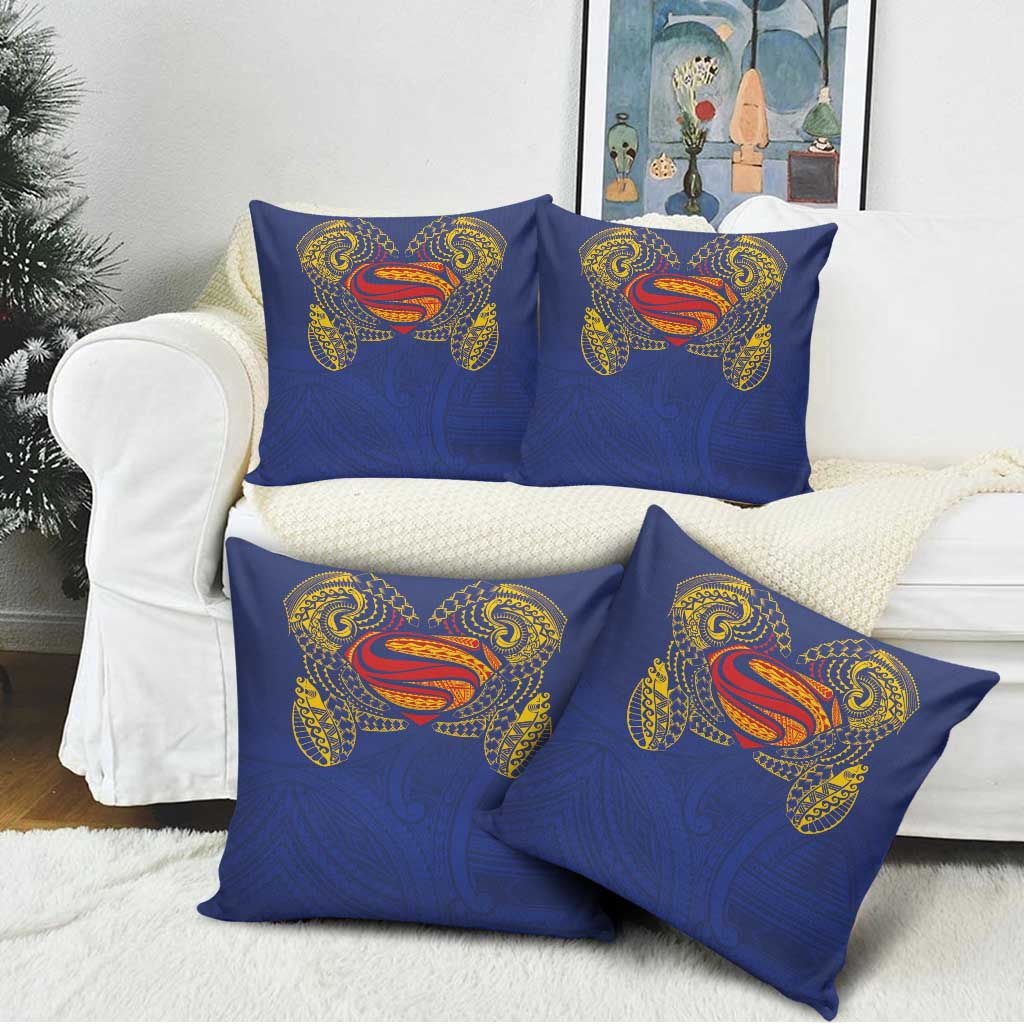 Super Samoan Traditional Tribal Art Tattoos Pillow Cover Blue Color - Polynesian Pride