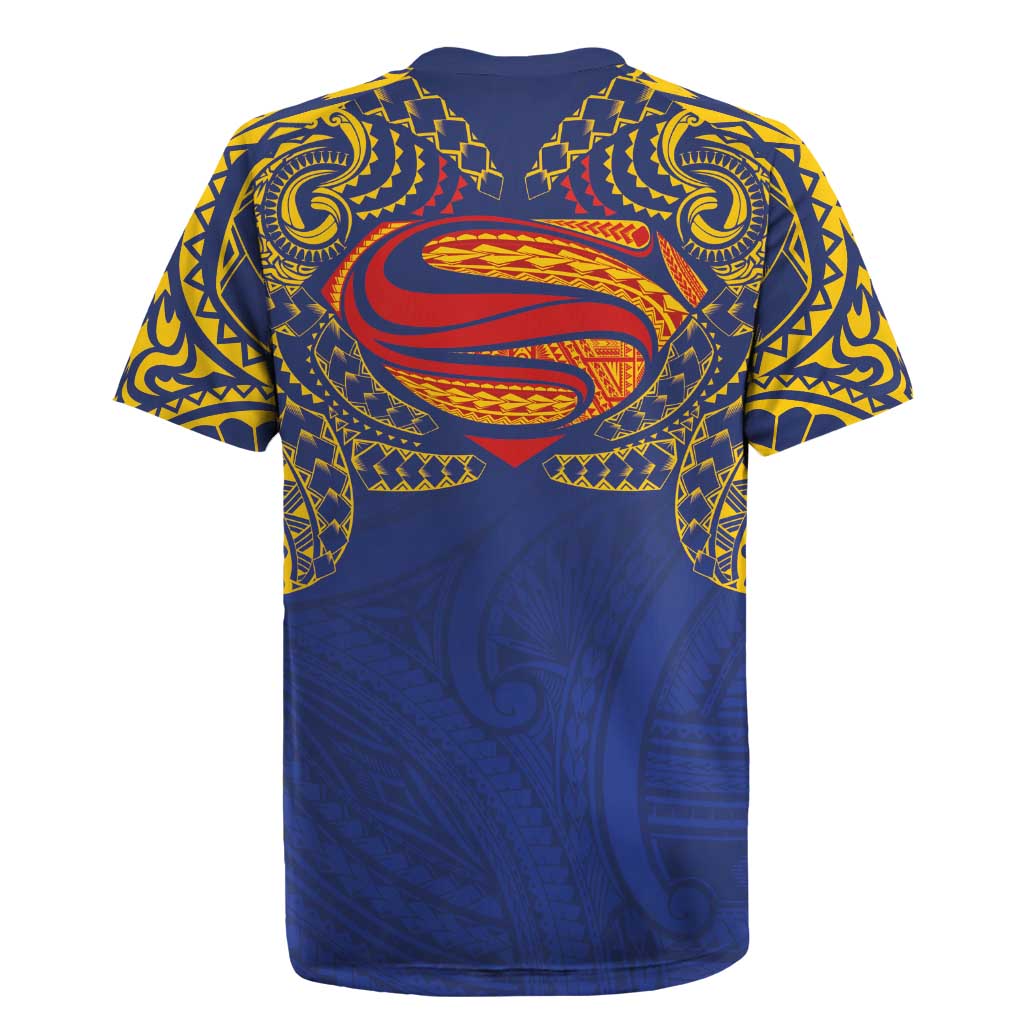 Super Samoan Traditional Tribal Art Tattoos Rugby Jersey Blue Color - Polynesian Pride