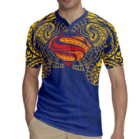 Super Samoan Traditional Tribal Art Tattoos Rugby Jersey Blue Color - Polynesian Pride