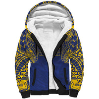 Super Samoan Traditional Tribal Art Tattoos Sherpa Hoodie Blue Color - Polynesian Pride