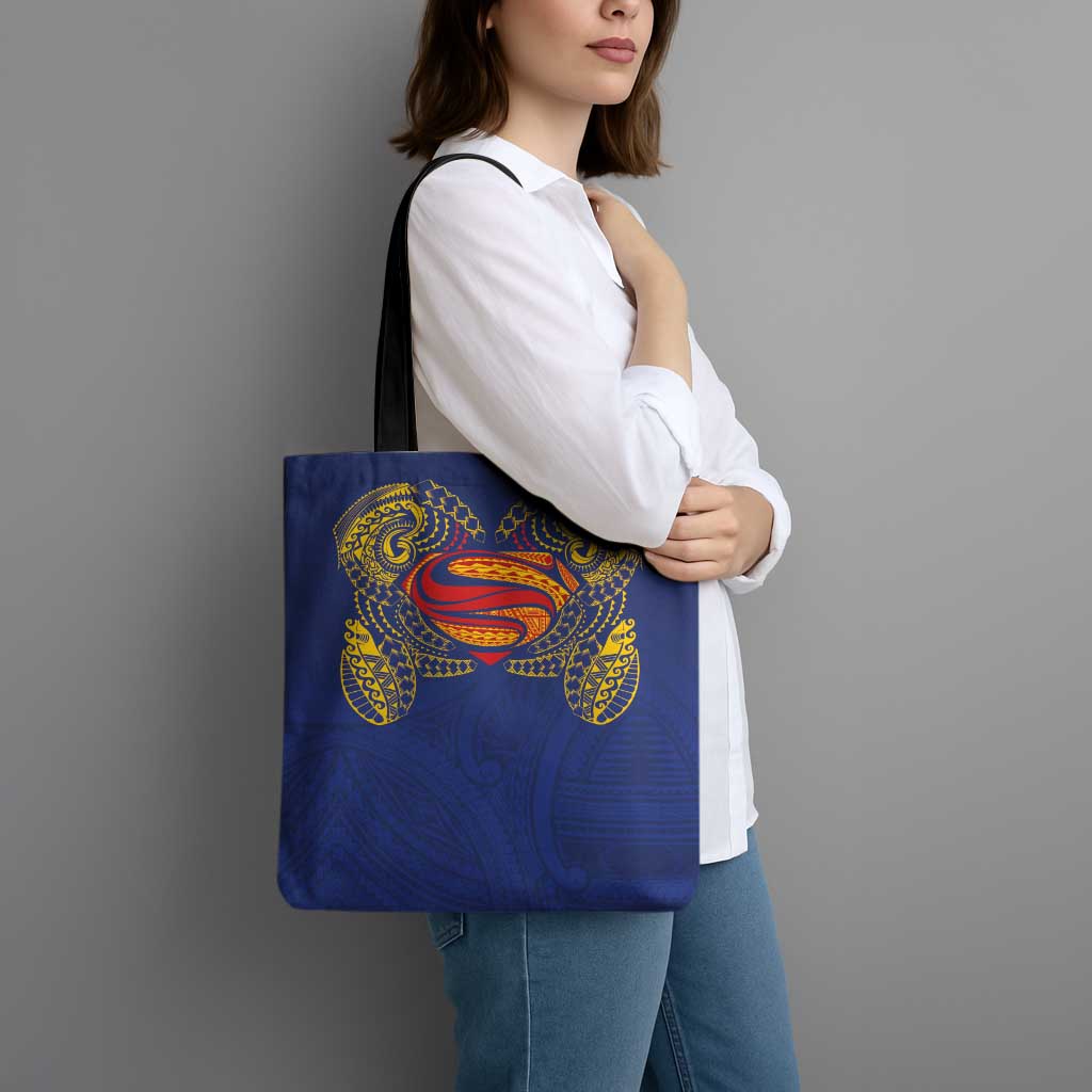 Super Samoan Traditional Tribal Art Tattoos Tote Bag Blue Color LT03 - Polynesian Pride