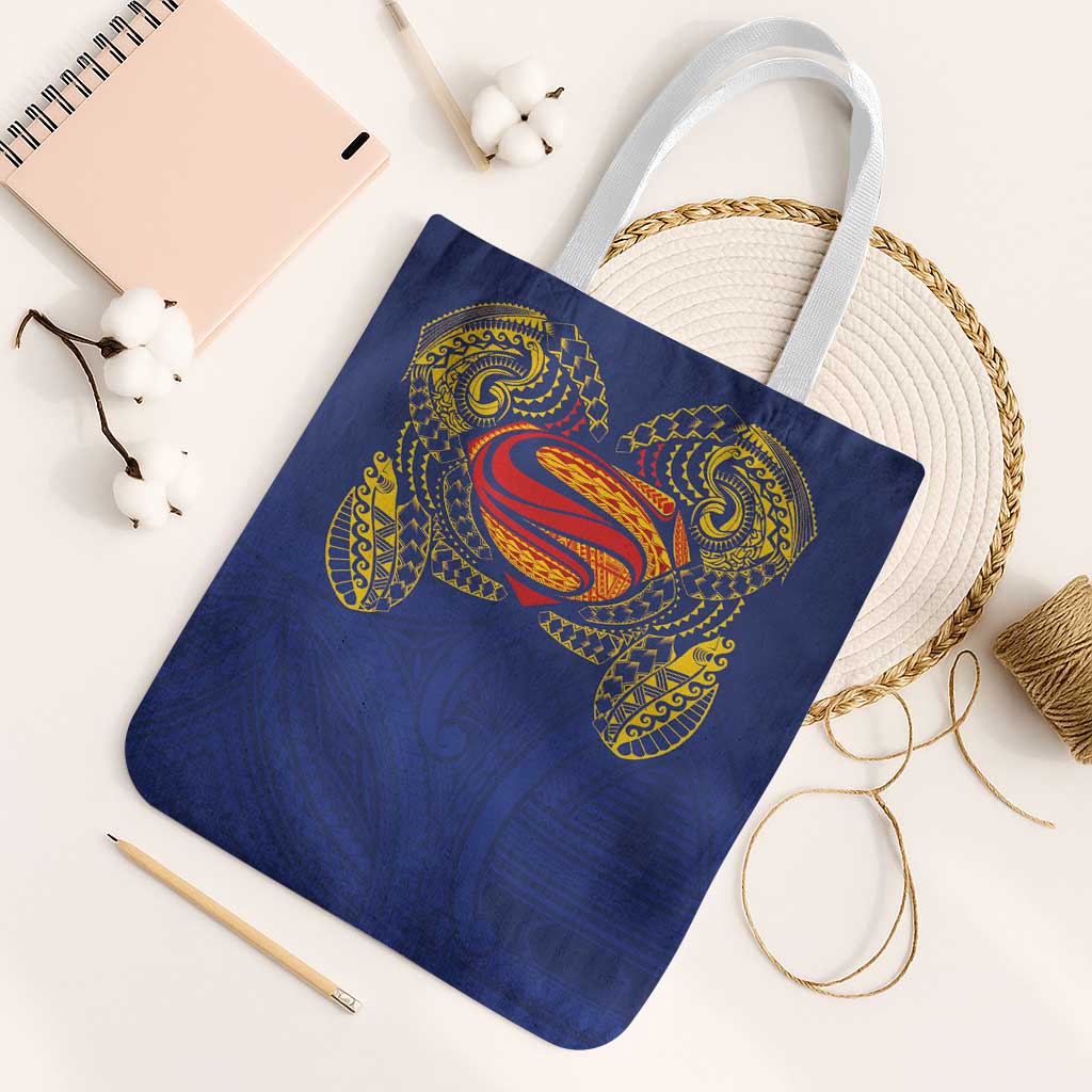 Super Samoan Traditional Tribal Art Tattoos Tote Bag Blue Color LT03 White Strap One Size Blue - Polynesian Pride
