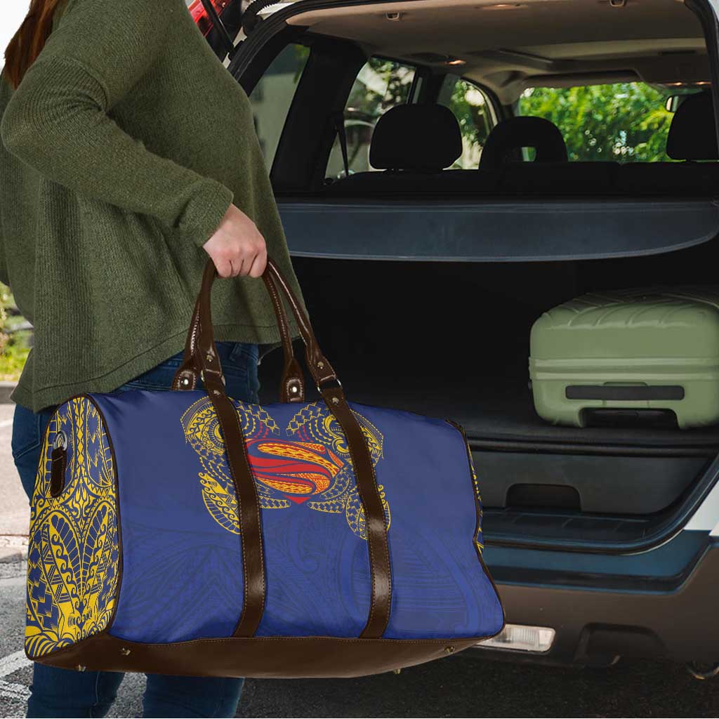 Super Samoan Traditional Tribal Art Tattoos Travel Bag Blue Color - Polynesian Pride