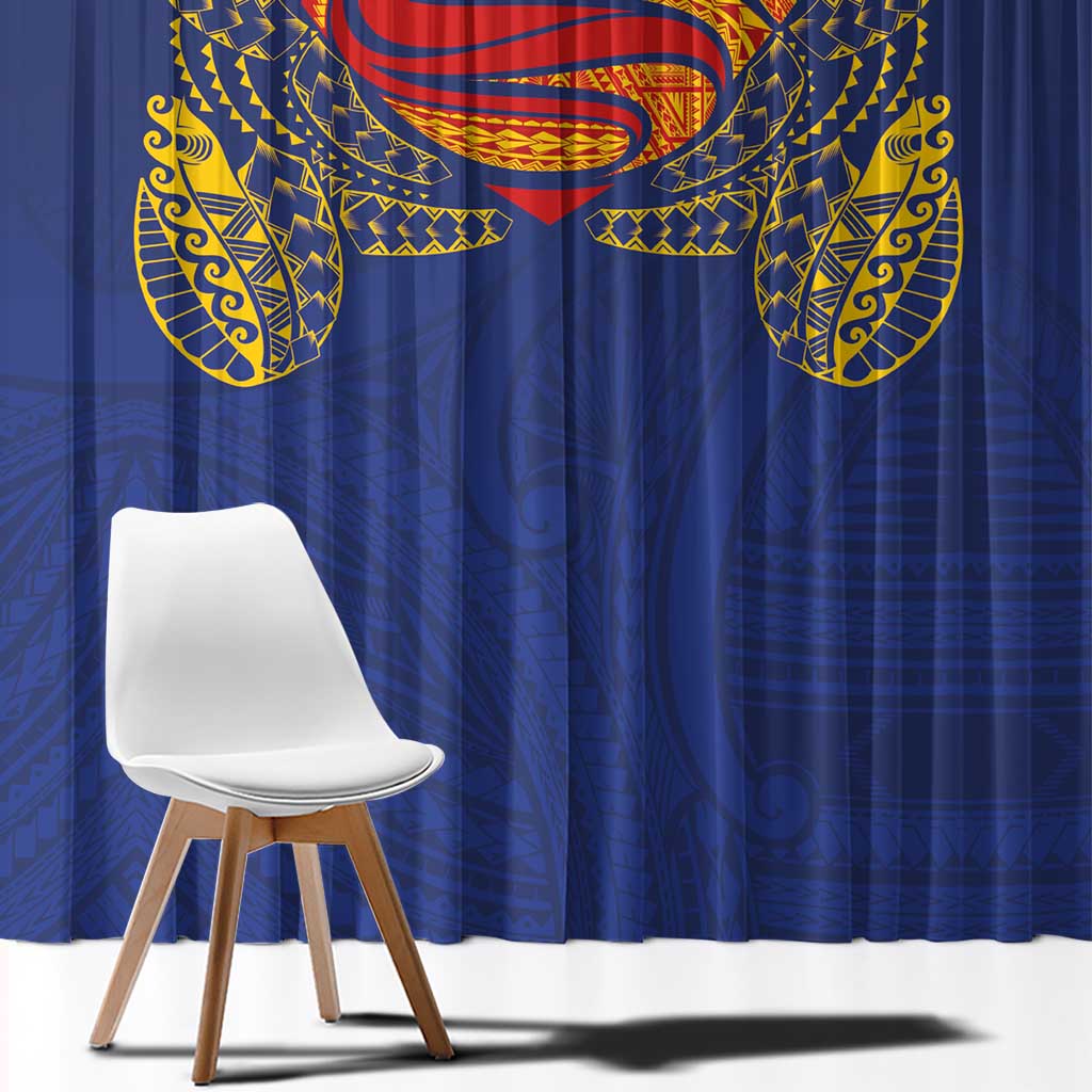 Super Samoan Traditional Tribal Art Tattoos Window Curtain Blue Color - Polynesian Pride