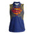 Super Samoan Traditional Tribal Art Tattoos Women Sleeveless Polo Shirt Blue Color - Polynesian Pride